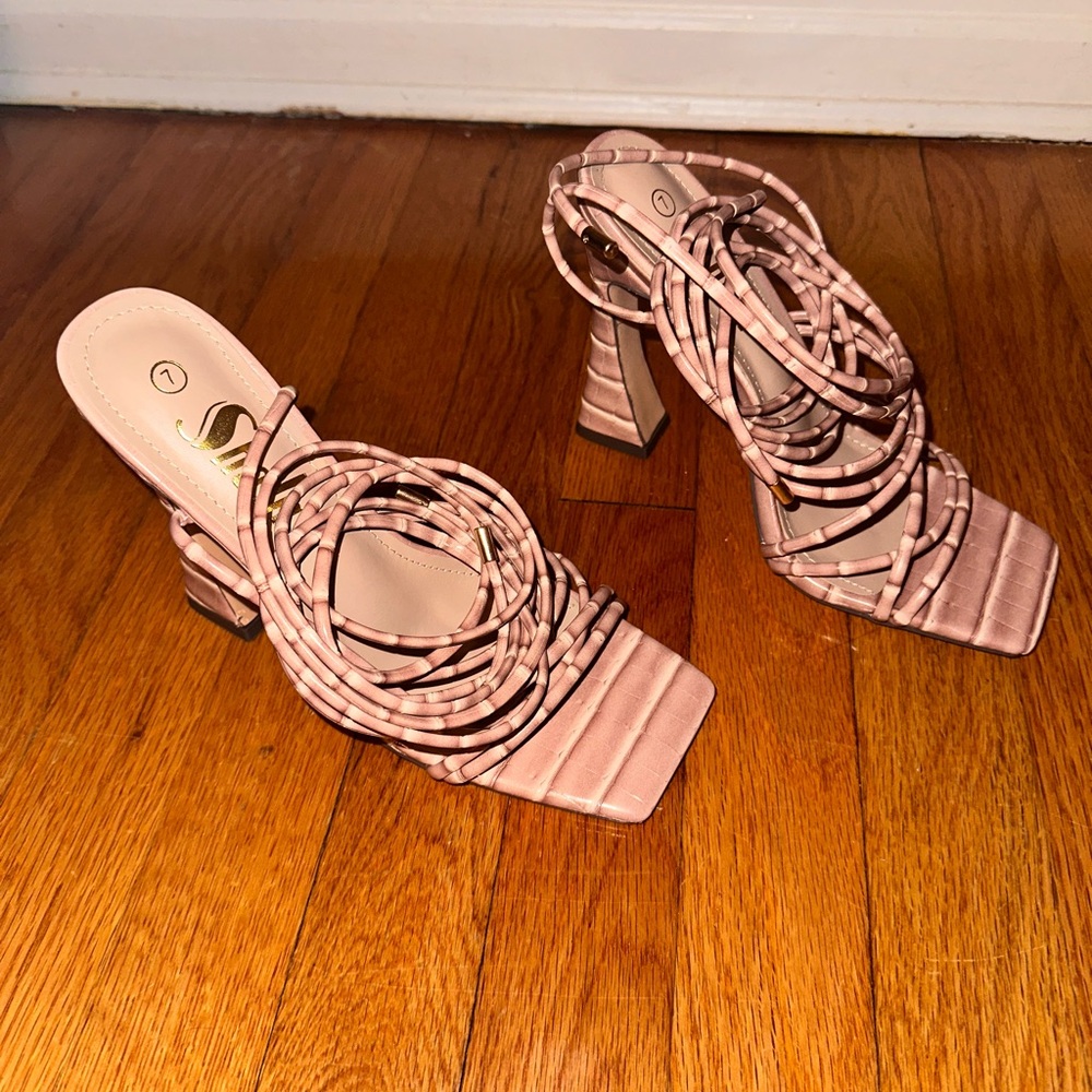 SHEIN Pink Strappy Women's Heels